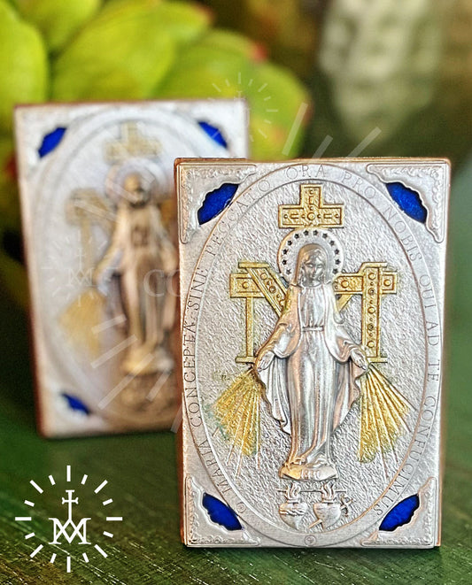 Mini cuadro Medalla Milagrosa estucado lamina