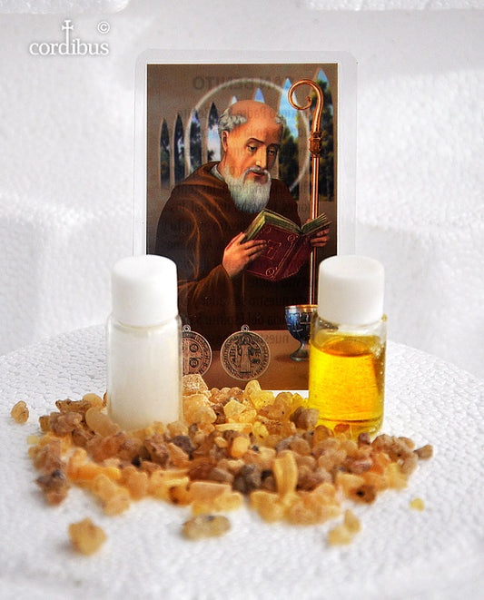 Sacramentales San Benito - bolsillo (aceite, sal e incienso)