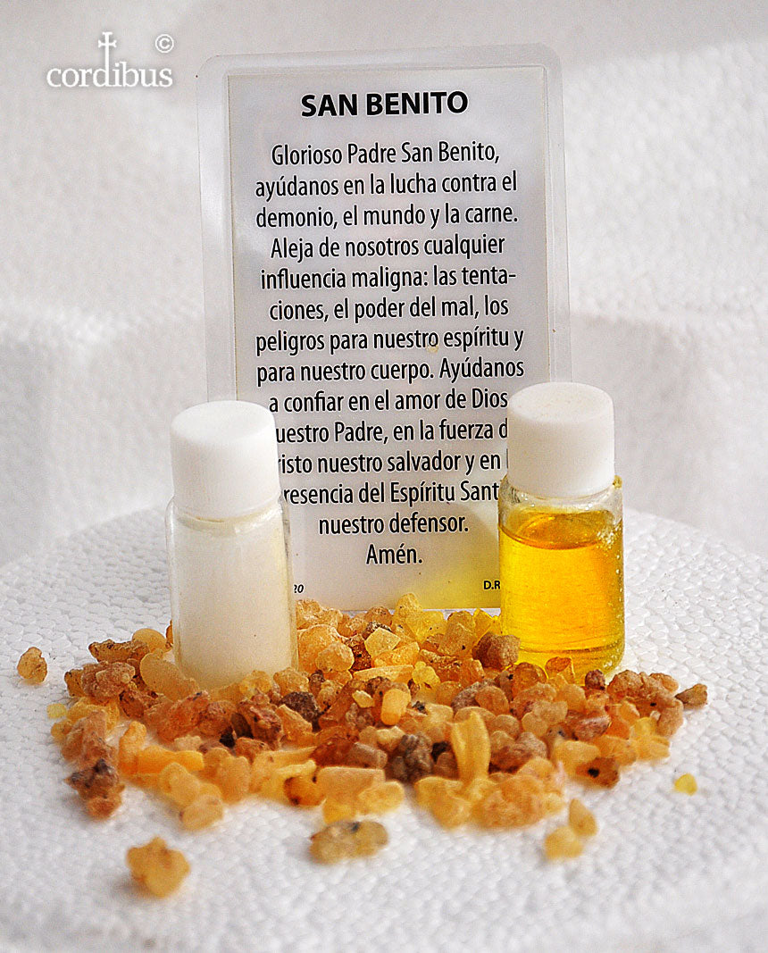 Sacramentales San Benito - bolsillo (aceite, sal e incienso)