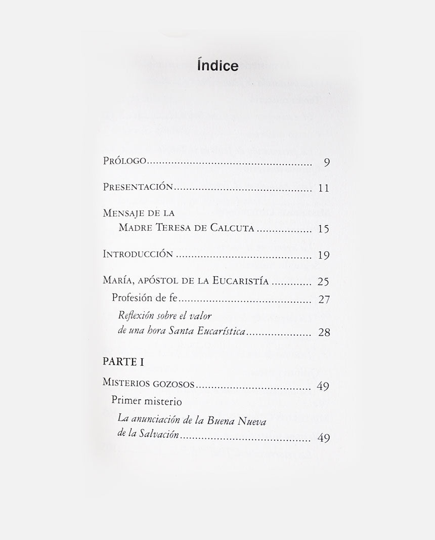 "Rosario Eucarístico.  Amando a Jesús con el corazón de María"