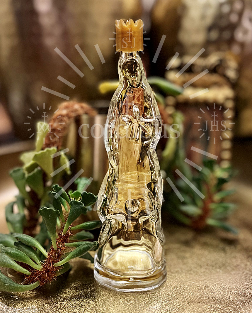 Botella de cristal Virgen de Guadalupe